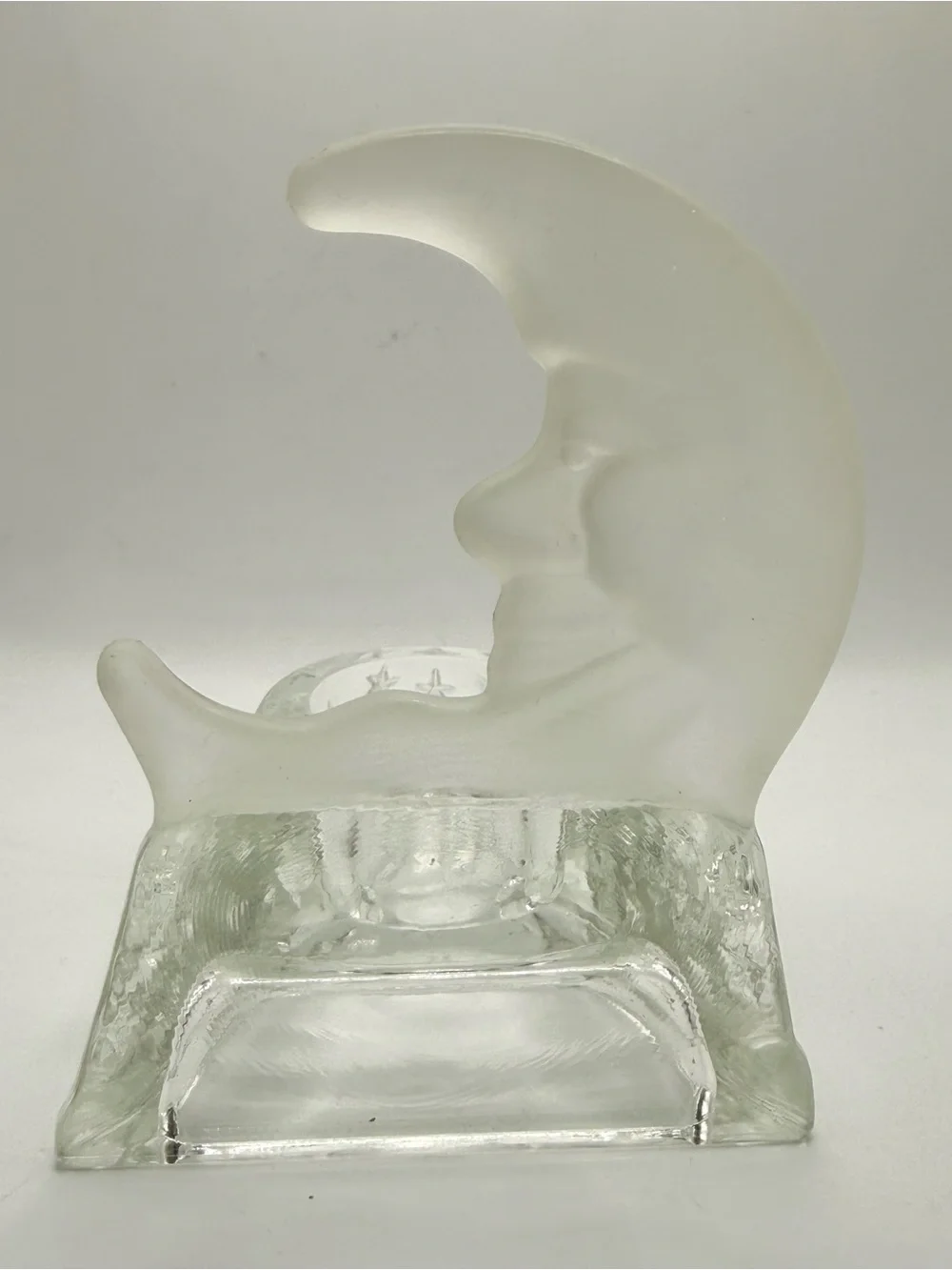 Vintage PartyLite Celestial Crescent Moon & Stars Glass Votive Holder